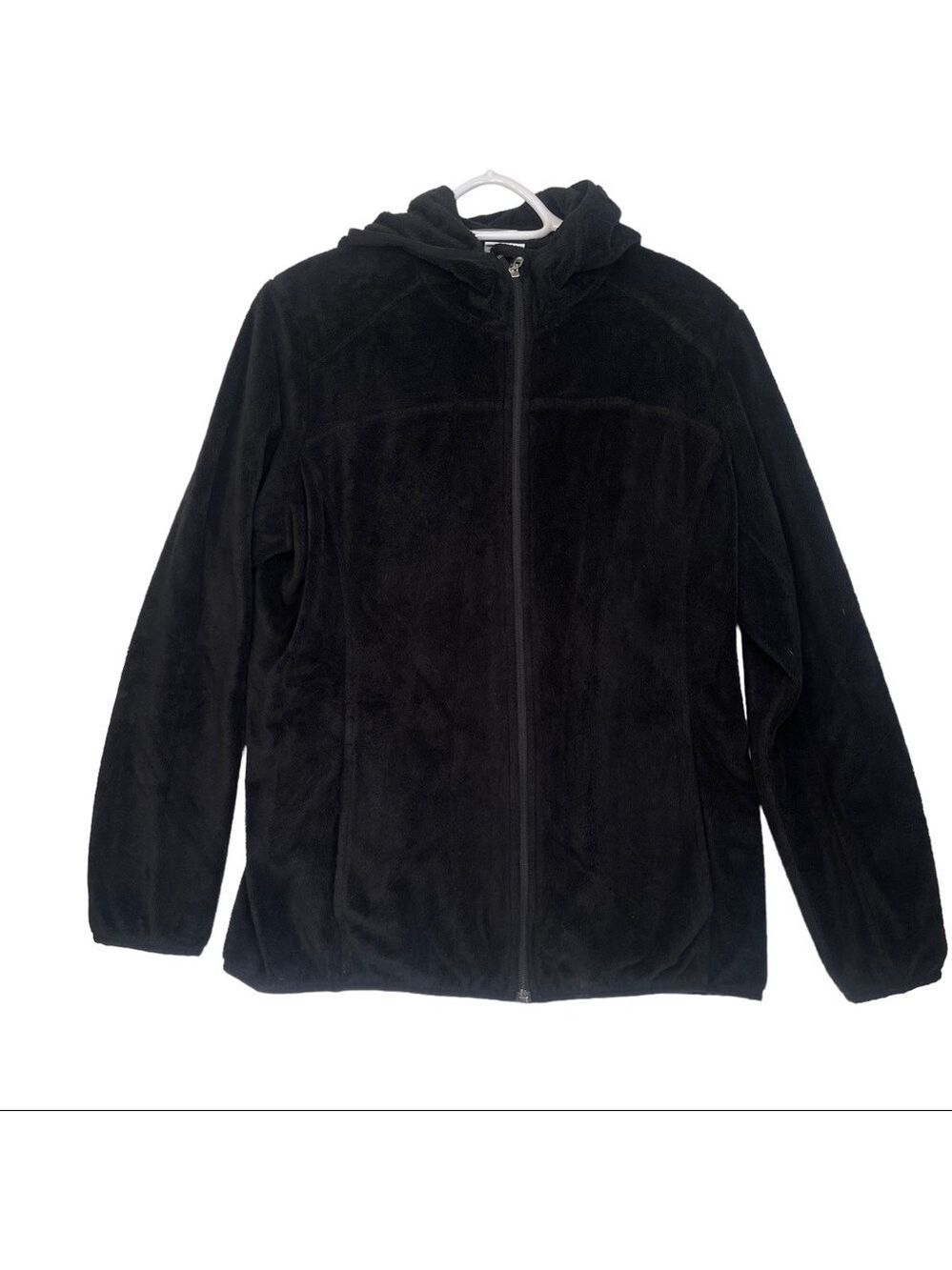 Spyder Black Long Sleeved Full Zip Hooded Pockets Fleece Jacket Coat
